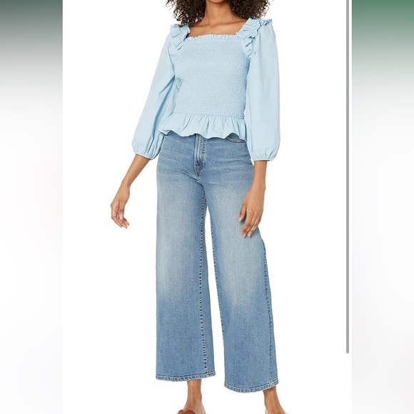 The Drop Women's Marisol Long-Sleeve Ruffle Smocked Top..size S..sky blue..(NWT) - Picture 4 of 5